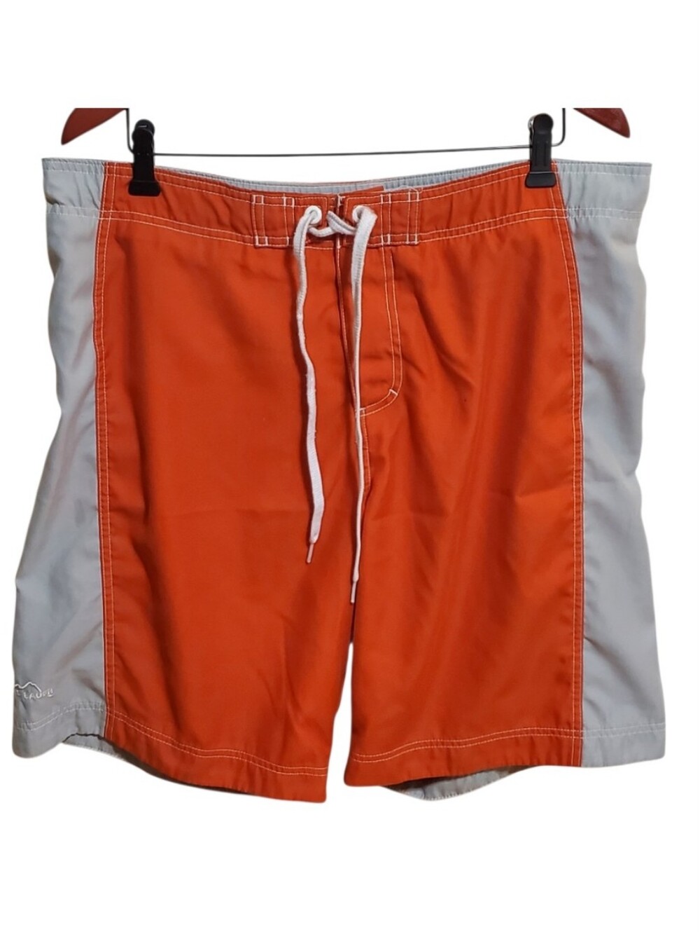 Eddie Bauer Swim Shorts Orange and Light Gray Size Lg